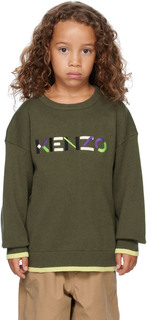 Детский свитер цвета хаки с логотипом Kenzo