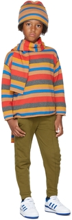Детский свитер свободного кроя в разноцветную полоску Repose AMS