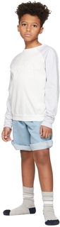 Детский бело-серый хлопковый вязаный свитер ERL