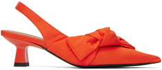Оранжевые туфли на каблуке с бантом GANNI