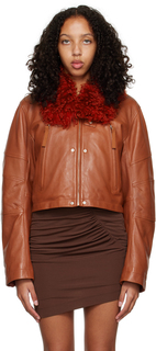 Светло-коричневая кожаная куртка Astro Helmut Lang