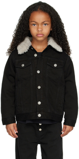 Детская черная утепленная джинсовая куртка MM6 Maison Margiela