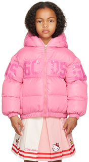 Детская розовая стеганая куртка GCDS Kids