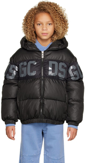 Детская черная стеганая куртка GCDS Kids