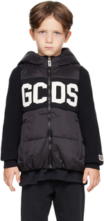 Детская черная куртка со вставками GCDS Kids