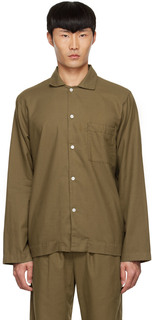 Пижамная рубашка цвета хаки из органического хлопка Tekla