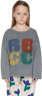 Детская футболка с длинным рукавом серого цвета с цветными блоками Bobo Choses
