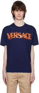 Темно-синяя футболка Barocco Versace