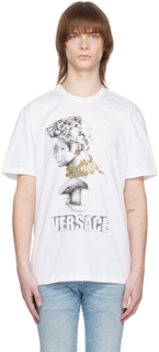 Белая футболка с принтом Versace