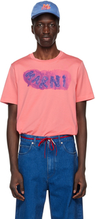 Розовая футболка с эффектом краски Marni