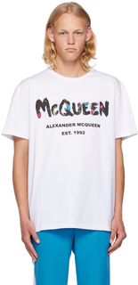 Белая футболка с акварельным граффити Alexander McQueen