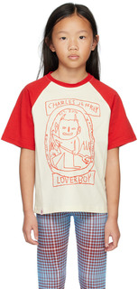Эксклюзивная детская университетская футболка SSENSE Off-White и Red Charles Jeffrey Loverboy