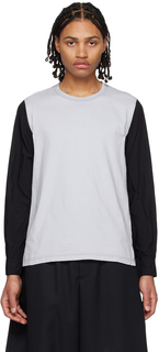 Серо-черная футболка с длинным рукавом со вставками Black Comme des Garçons