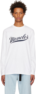Белая потертая футболка с длинным рукавом Moncler