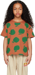 Детская коричневая футболка с помпонами Jellymallow