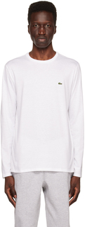 Белая футболка с длинным рукавом с круглым вырезом Lacoste