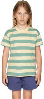 Детская бежево-синяя футболка в полоску среднего размера TINYCOTTONS