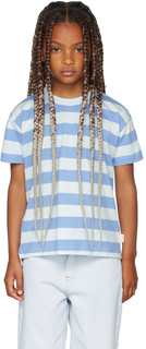 Детская сине-белая футболка в полоску среднего размера TINYCOTTONS