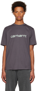 Фиолетовая футболка с надписью Carhartt Work In Progress