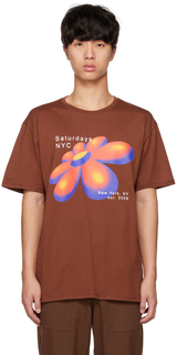 Коричневая футболка с ромашкой 3D Saturdays NYC