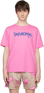 Розовая фирменная футболка Saturdays NYC