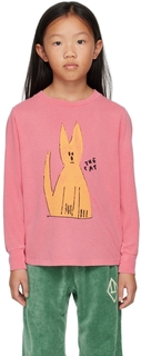 Детская розовая футболка с длинным рукавом с собачкой The Animals Observatory