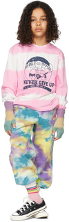 Детская розовая футболка Tie-Dye с надписью Never Give Up Luckytry