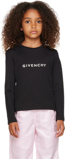 Детская черная футболка с длинным рукавом 4G Givenchy