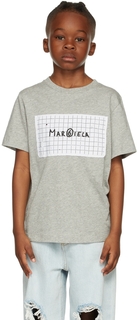Детская серая футболка с графическим логотипом MM6 Maison Margiela