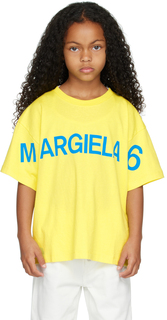 Детская желтая футболка с принтом MM6 Maison Margiela