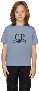 Детская синяя футболка с логотипом C.P. Company Kids