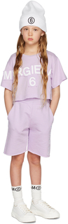 Детская фиолетовая футболка с логотипом MM6 Maison Margiela