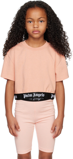 Детская розовая укороченная футболка Palm Angels