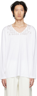 Белая футболка с длинным рукавом с заклепками MM6 Maison Margiela