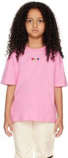 Детская розовая футболка с вышивкой MSGM Kids
