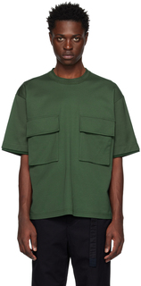 Зеленая футболка с круглым вырезом sacai