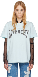 Синяя футболка с вышивкой Givenchy