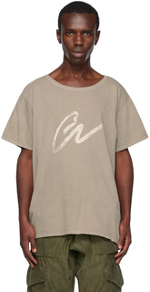 Серо-коричневая футболка &apos;GL&apos; Greg Lauren