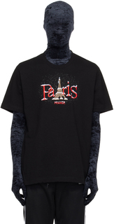 Черная футболка «Снег в Париже» Doublet