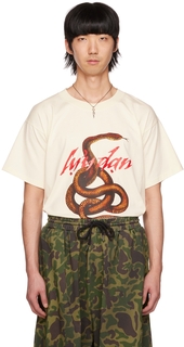 Оверсайз-футболка Off-White с узлом и змеиным принтом LU&apos;U DAN