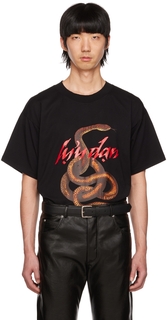 Черная концертная футболка большого размера со змеиным принтом и узлом LU&apos;U DAN