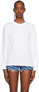 Белая объемная футболка с длинным рукавом alexanderwang.t