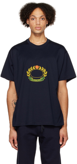 Темно-синяя футболка с гербом из дубовых листьев Burberry