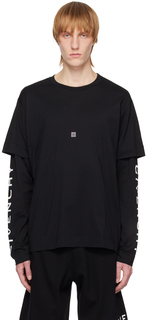 Черная двухслойная футболка с длинным рукавом Givenchy