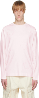 Розовая футболка с длинным рукавом с вышивкой Simone Rocha