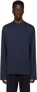 Темно-синяя футболка с длинным рукавом с воротником-стойкой Dries Van Noten