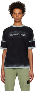 Темно-синяя футболка с аэрозольной окраской Stone Island