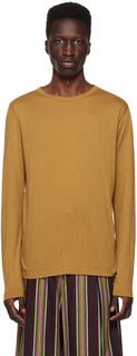 Светло-коричневая футболка с круглым вырезом и длинным рукавом Dries Van Noten