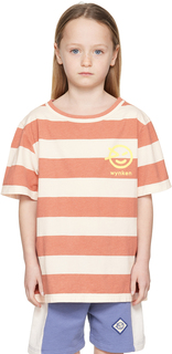 Детская красная футболка с широкими полосками Off-White Wynken
