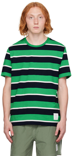 Зеленая полосатая футболка Thom Browne